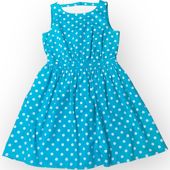 Cynthia Rowley Turquoise White Polka Dot Fit & Flare Sleeveless Dress size 8 - Picture 3 of 11